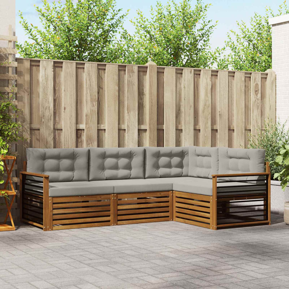 Set vanjskih sofa 4 kom. Prirodna i svijetlo siva