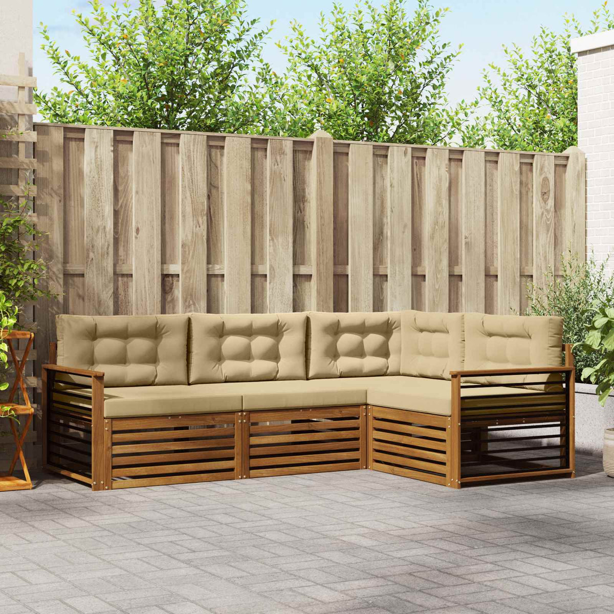 Set vanjskih sofa 4 kom. Prirodna i bež