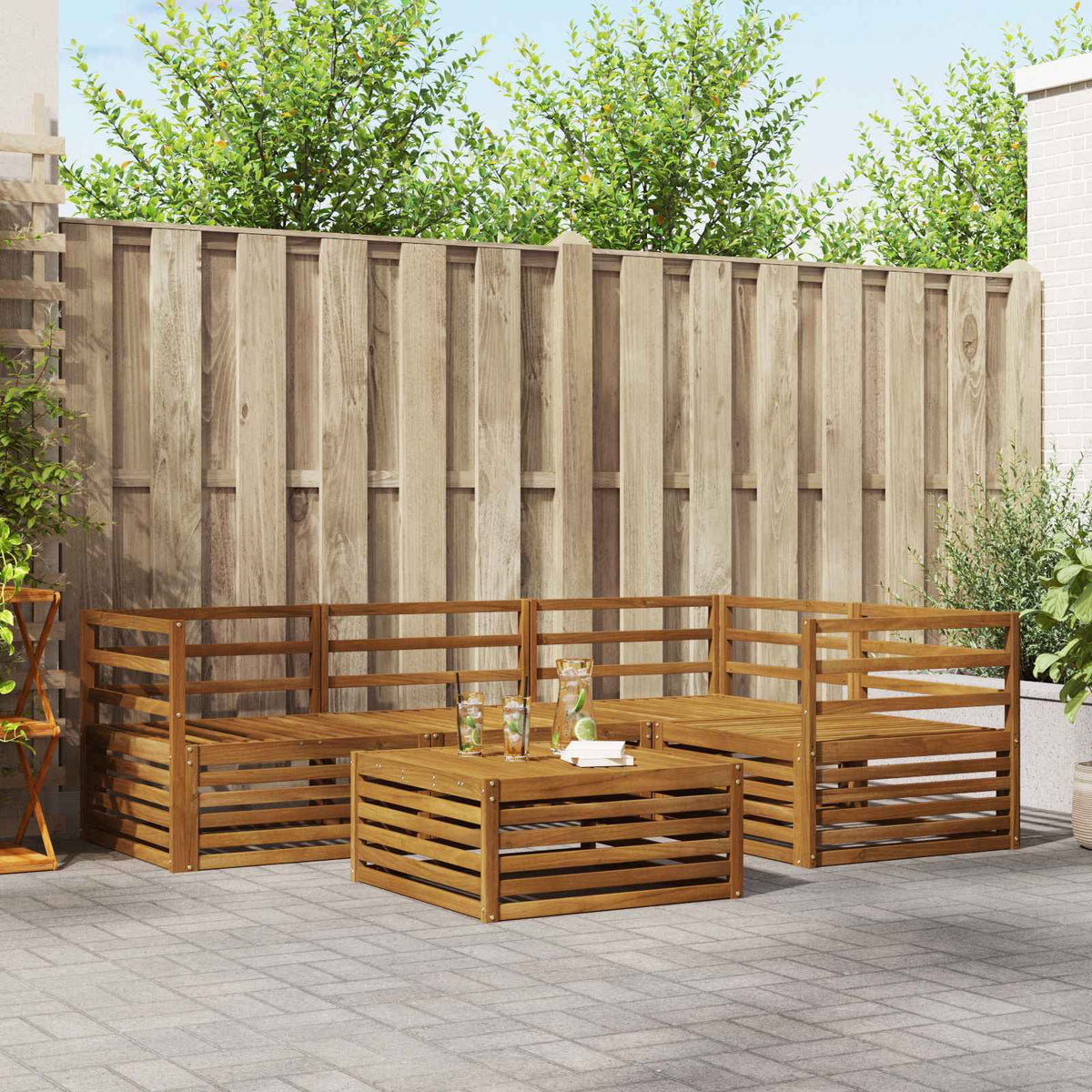 Set vanjskih sofa 5 kom. Prirodna Čvrsto drvo akacije