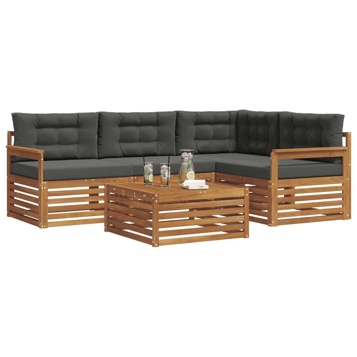 Set vanjskih sofa 5 kom. Prirodna i antracit