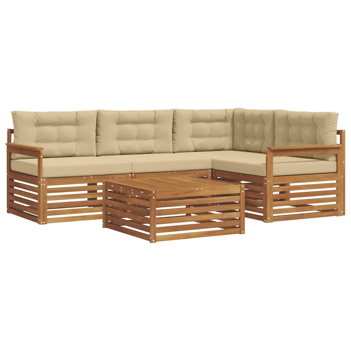 Set vanjskih sofa 5 kom. Prirodna i bež