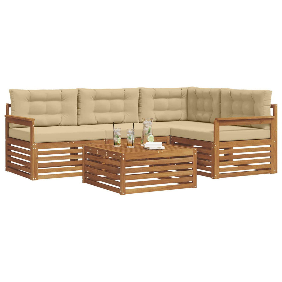 Set vanjskih sofa 5 kom. Prirodna i bež