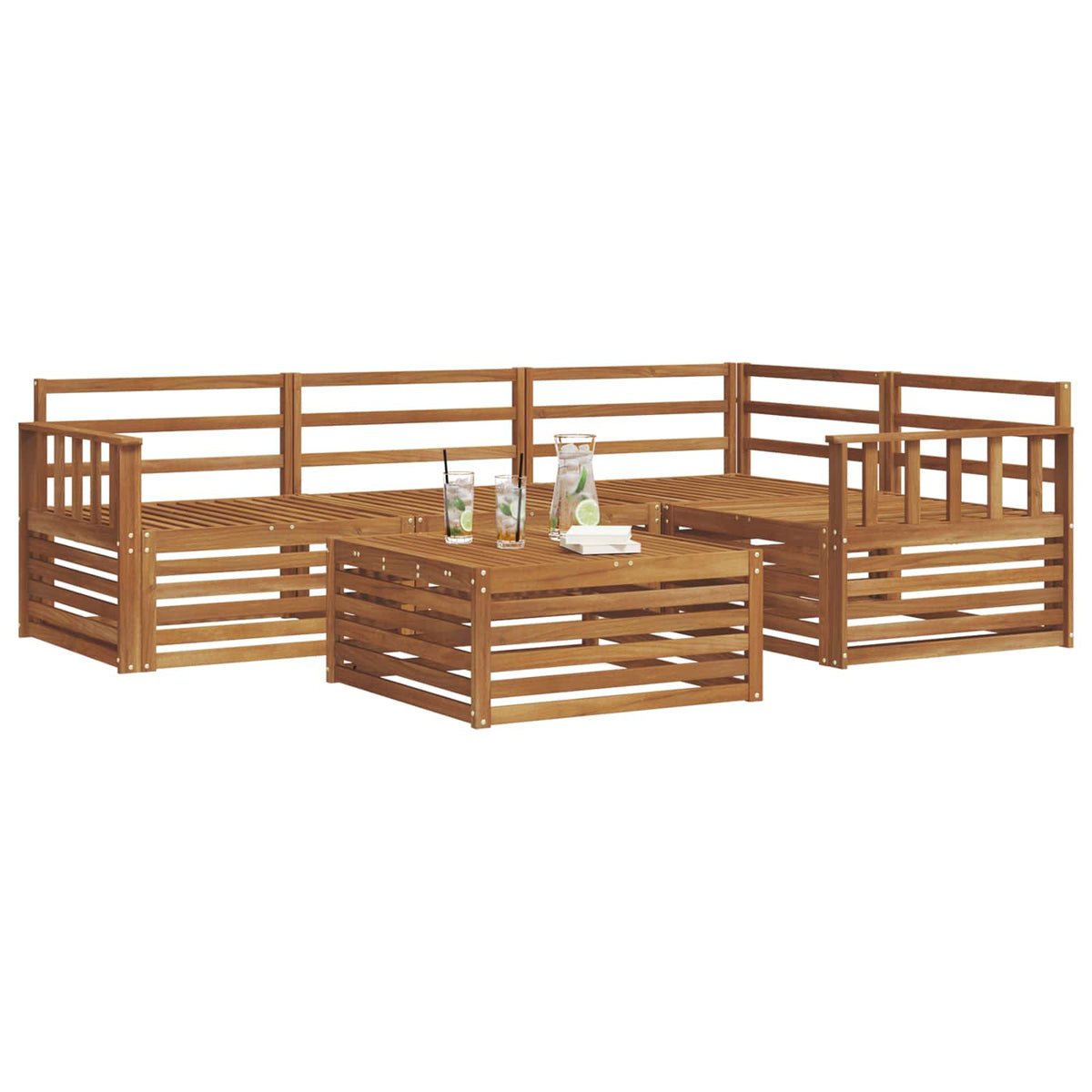 Set vanjskih sofa 5 kom. Prirodna Čvrsto drvo akacije
