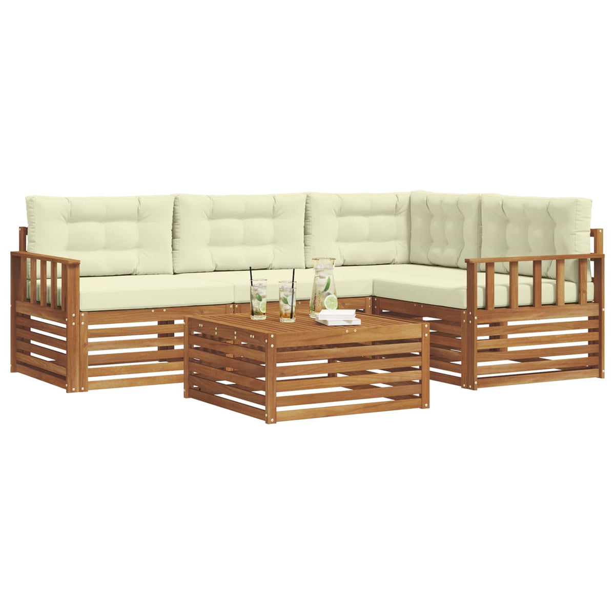 Set vanjskih sofa 5 kom. Prirodna i krem