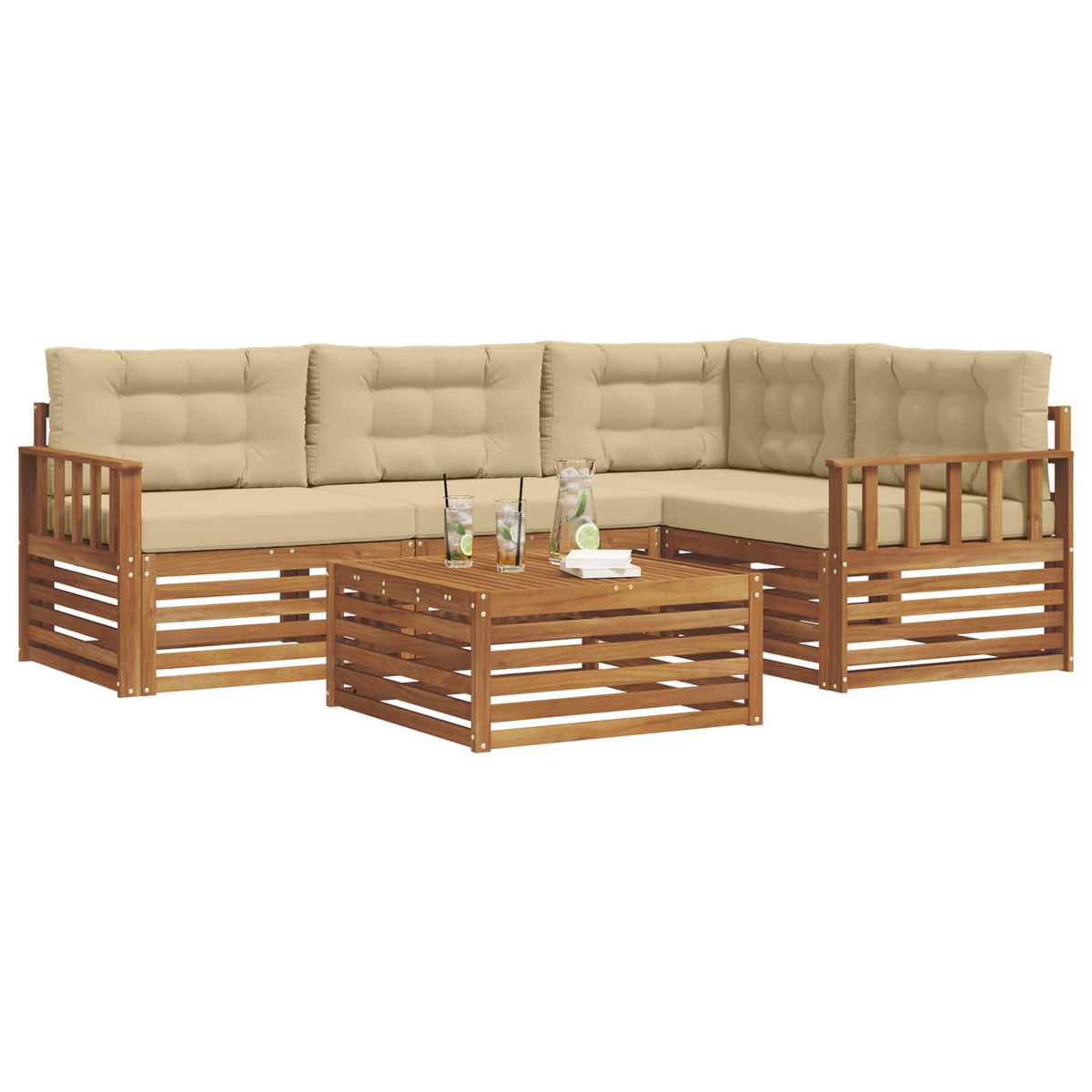 Set vanjskih sofa 5 kom. Prirodna i bež