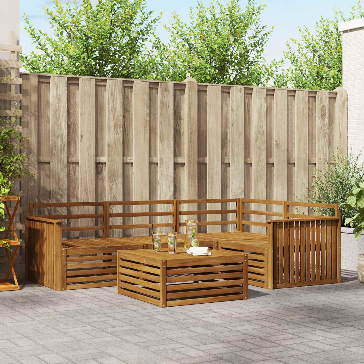 Set vanjskih sofa 5 kom. Prirodna Čvrsto drvo akacije