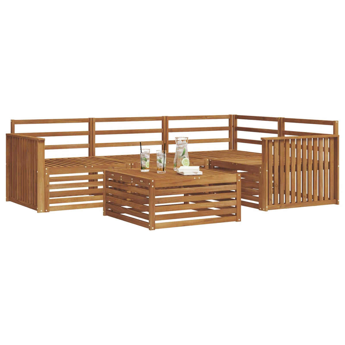 Set vanjskih sofa 5 kom. Prirodna Čvrsto drvo akacije