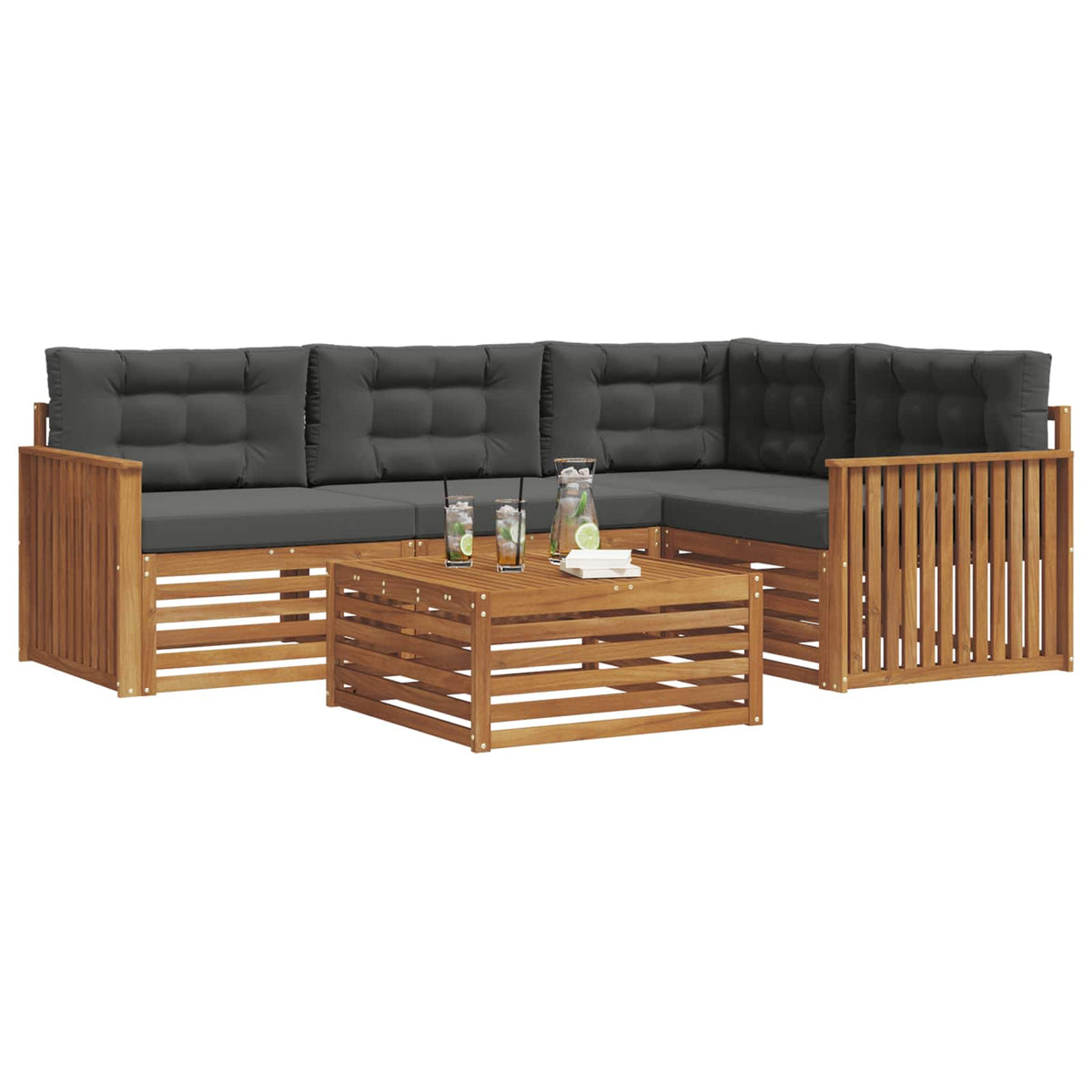 Set vanjskih sofa 5 kom. Prirodna i antracit
