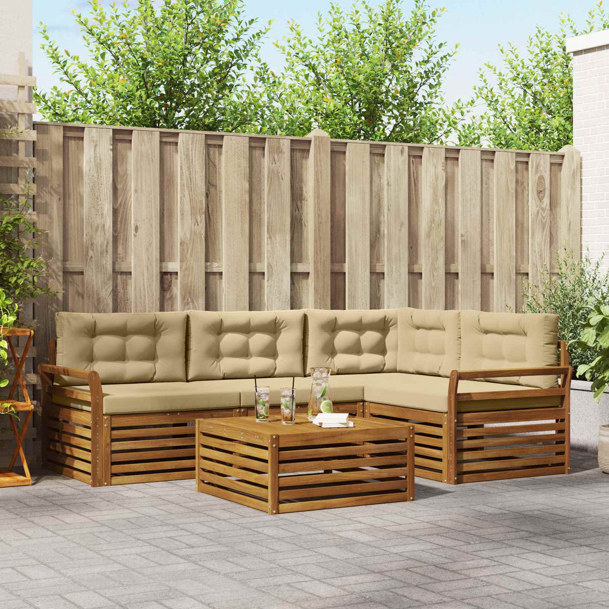 Set vanjskih sofa 5 kom. Prirodna i bež