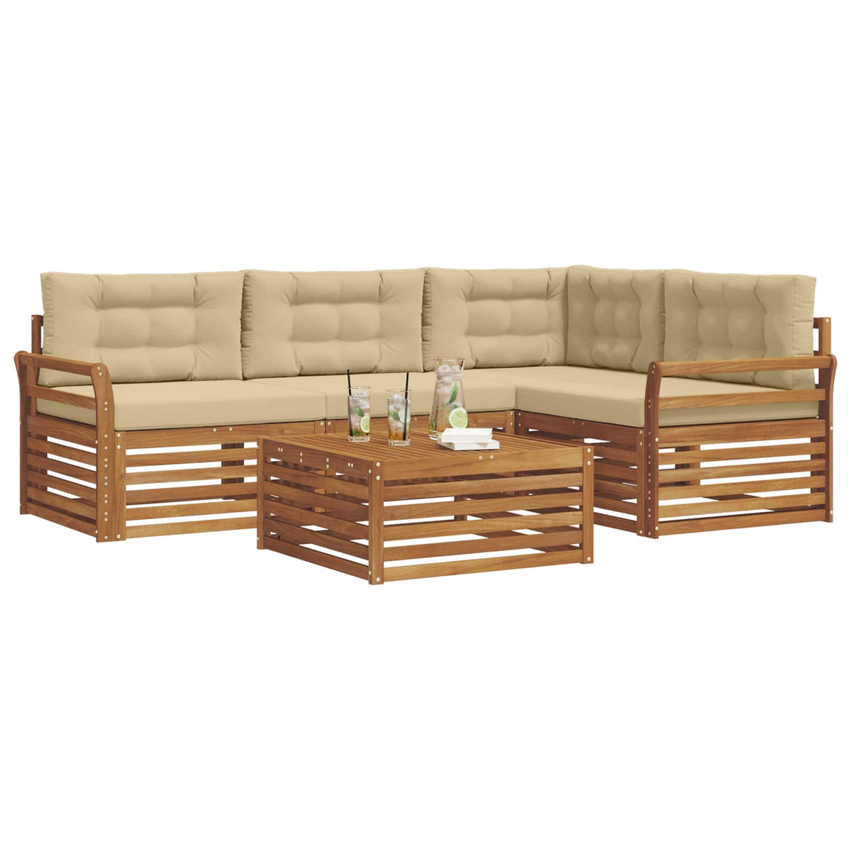 Set vanjskih sofa 5 kom. Prirodna i bež