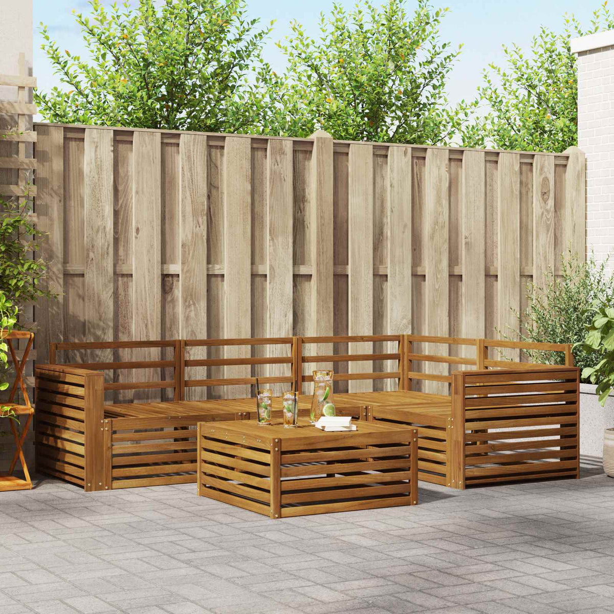 Set vanjskih sofa 5 kom. Prirodna Čvrsto drvo akacije