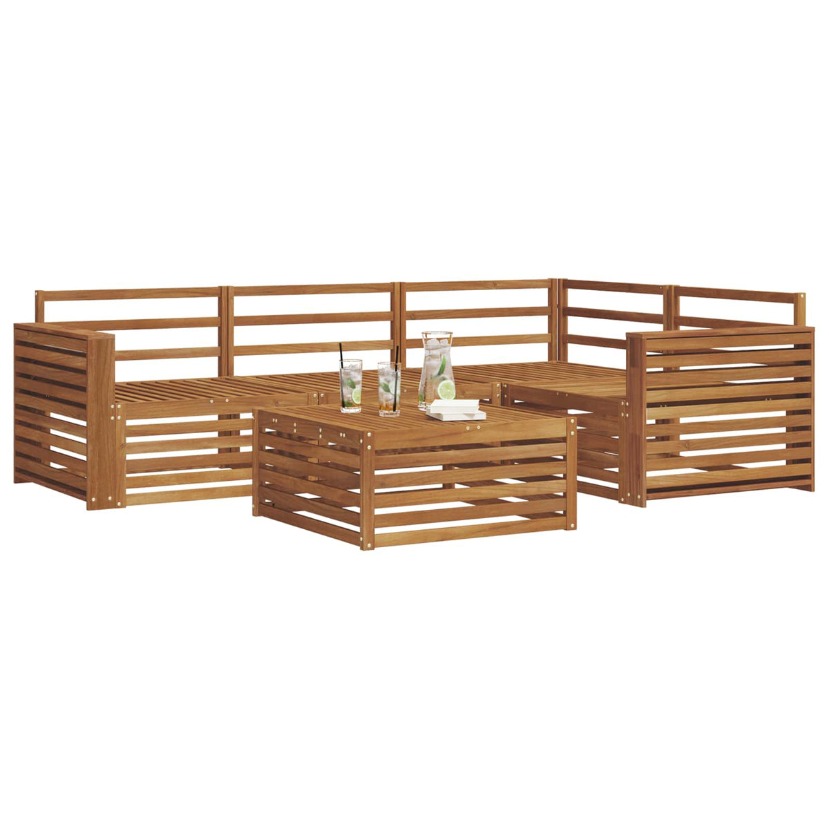 Set vanjskih sofa 5 kom. Prirodna Čvrsto drvo akacije