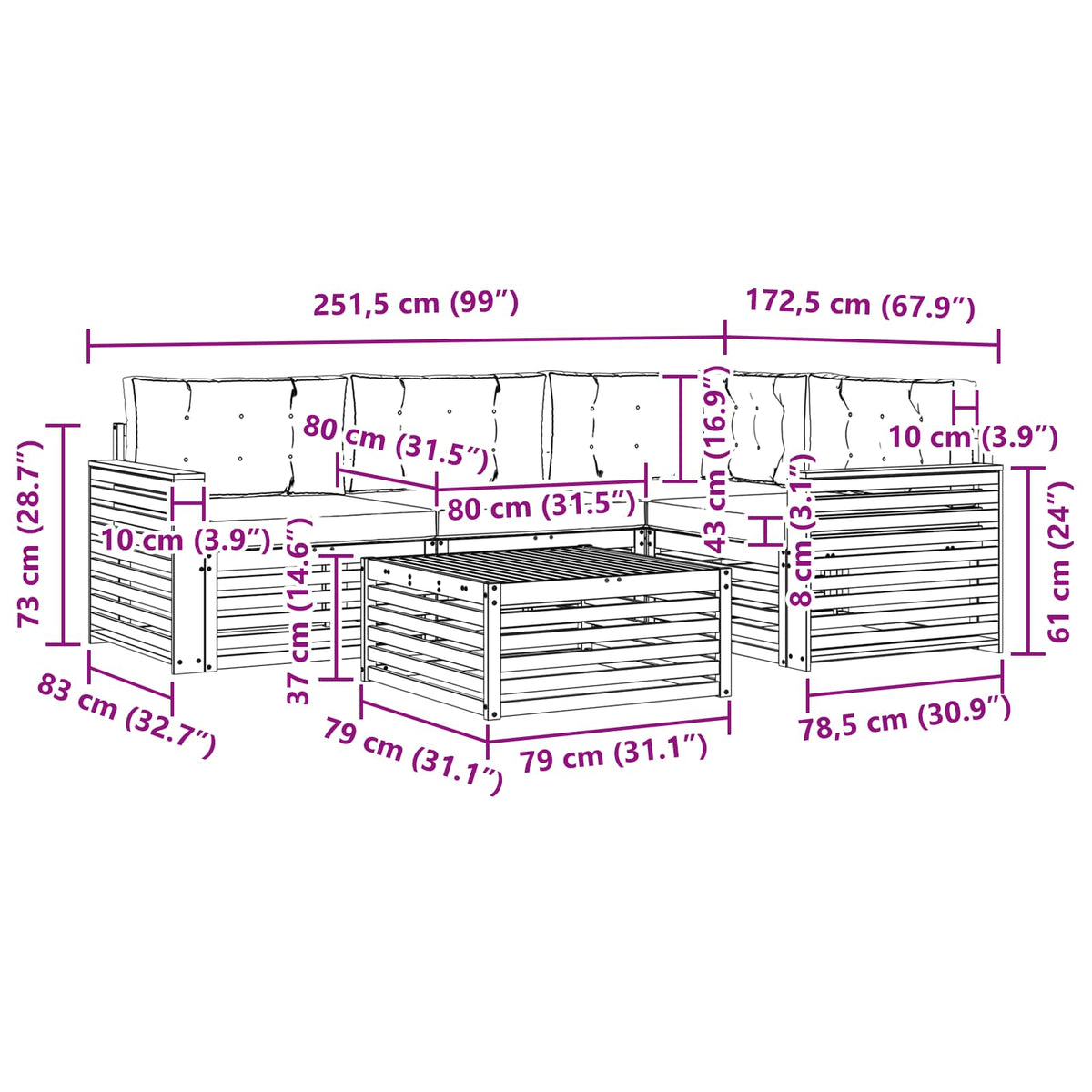 Set vanjskih sofa 5 kom. Prirodna i bež