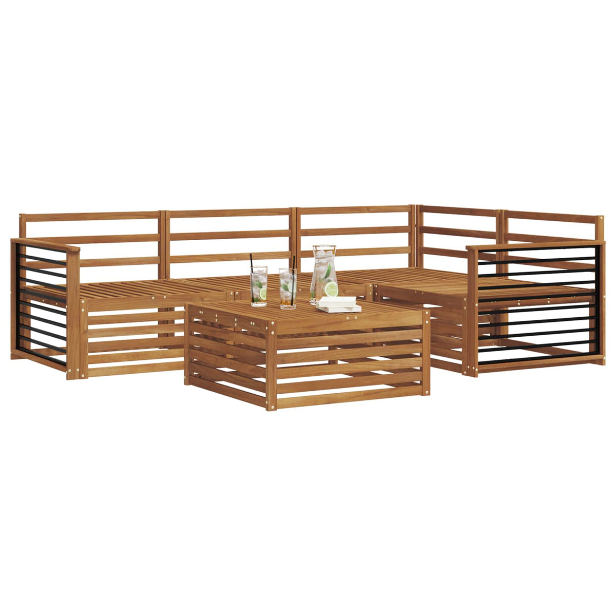 Set vanjskih sofa 5 kom. Prirodna Čvrsto drvo akacije