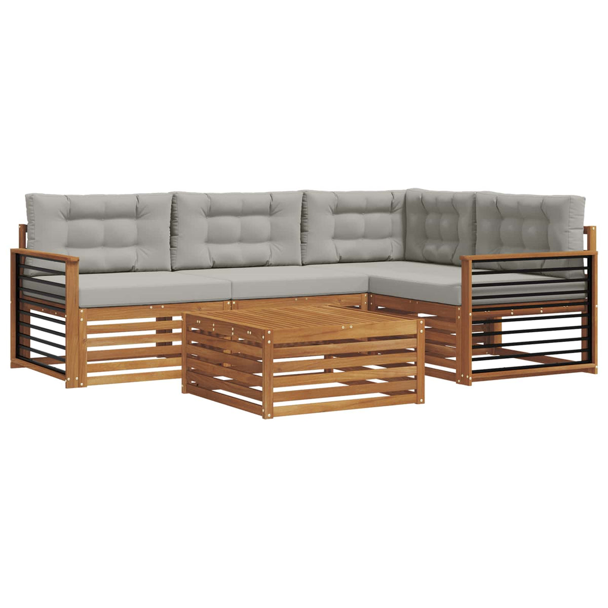 Set vanjskih sofa 5 kom. Prirodna i svijetlo siva