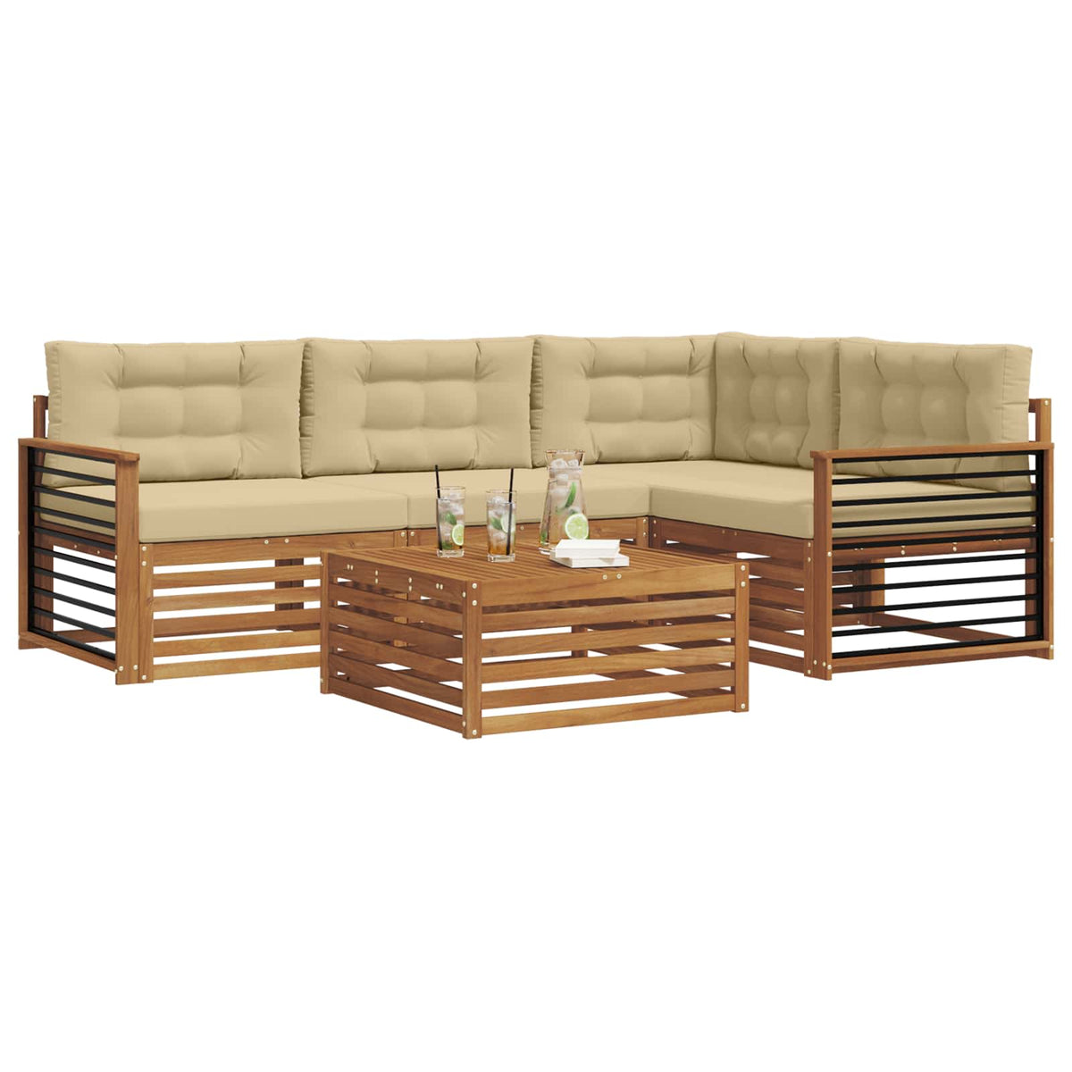 Set vanjskih sofa 5 kom. Prirodna i bež