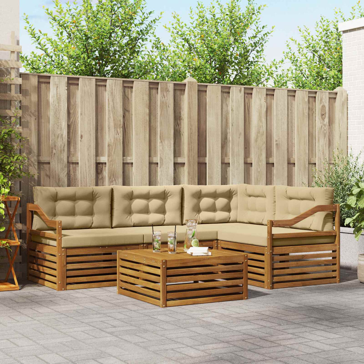 Set vanjskih sofa 5 kom. Prirodna i bež