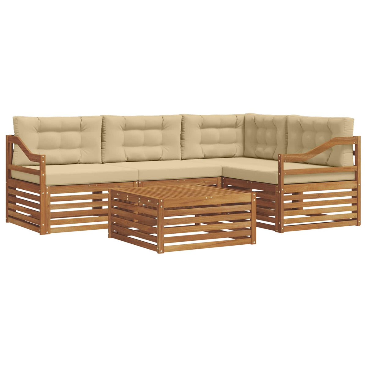 Set vanjskih sofa 5 kom. Prirodna i bež