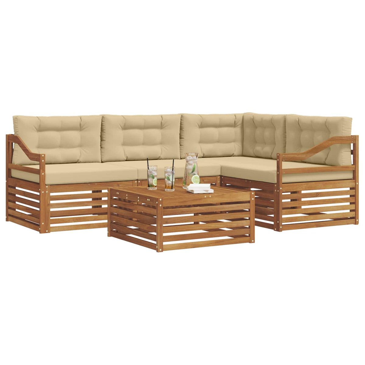Set vanjskih sofa 5 kom. Prirodna i bež