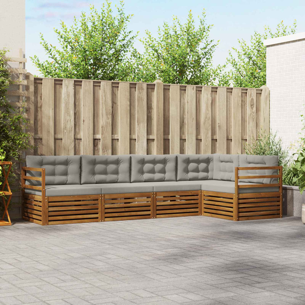 Set vanjskih sofa 5 kom. Prirodna i svijetlo siva