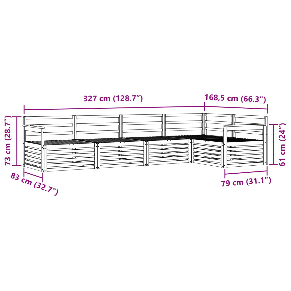 Set vanjskih sofa 5 pcs Prirodna