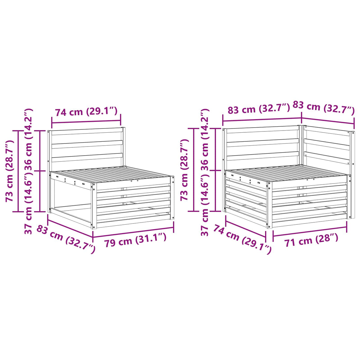 Set vanjskih sofa 5 pcs Prirodna