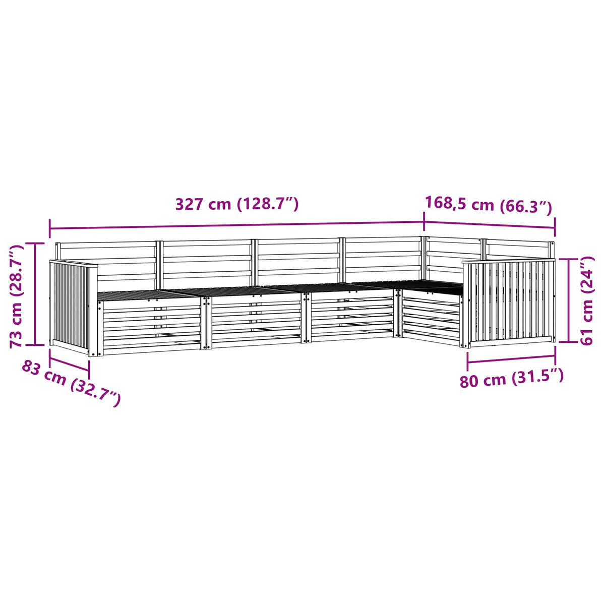 Set vanjskih sofa 5 pcs Prirodna