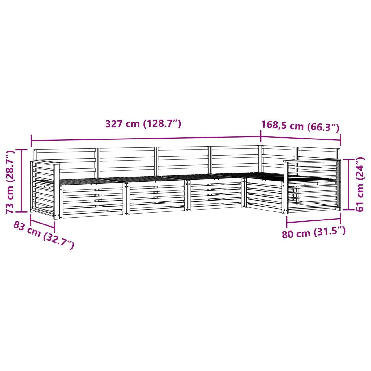 Set vanjskih sofa 5 pcs Prirodna