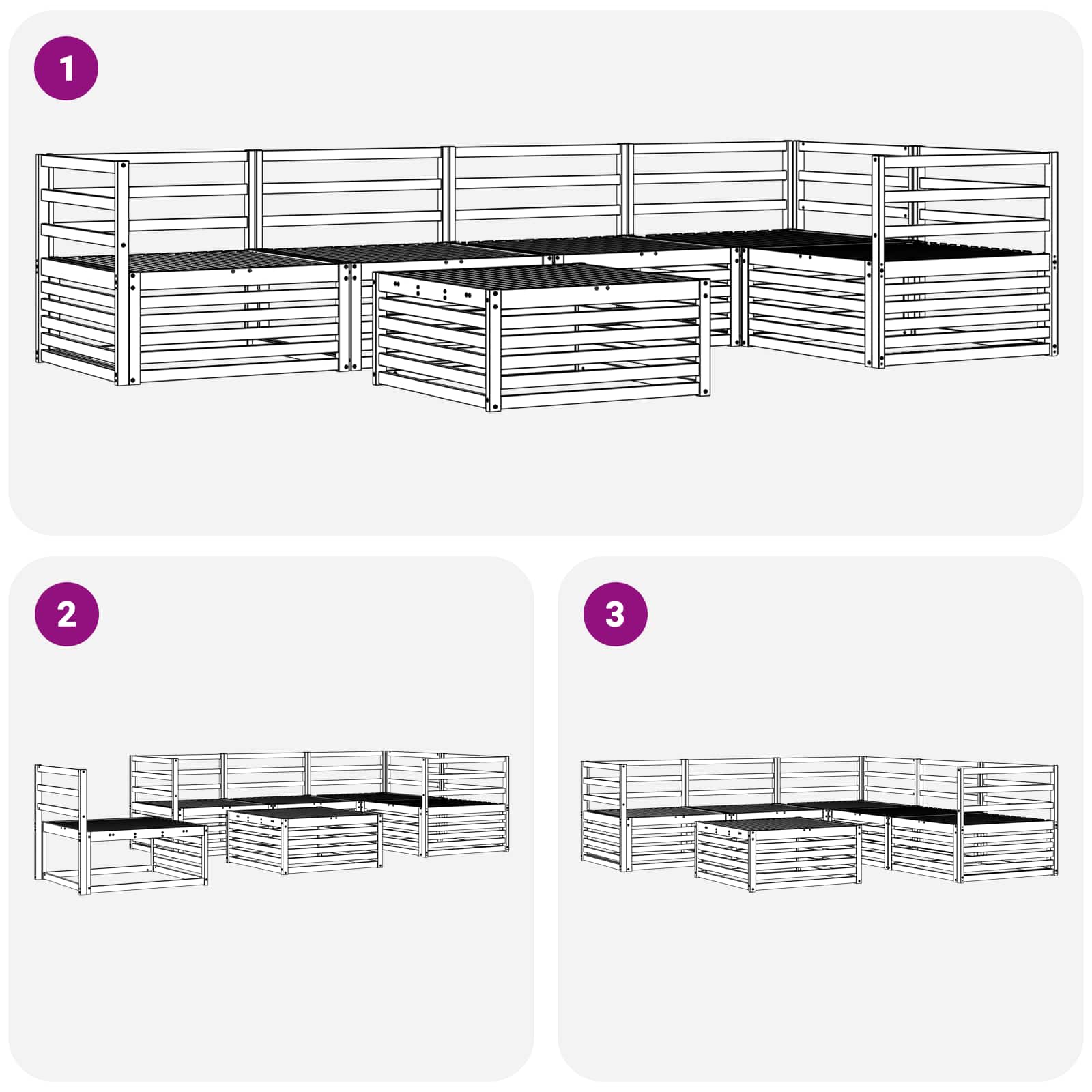Set vanjskih sofa 6 pcs Prirodna