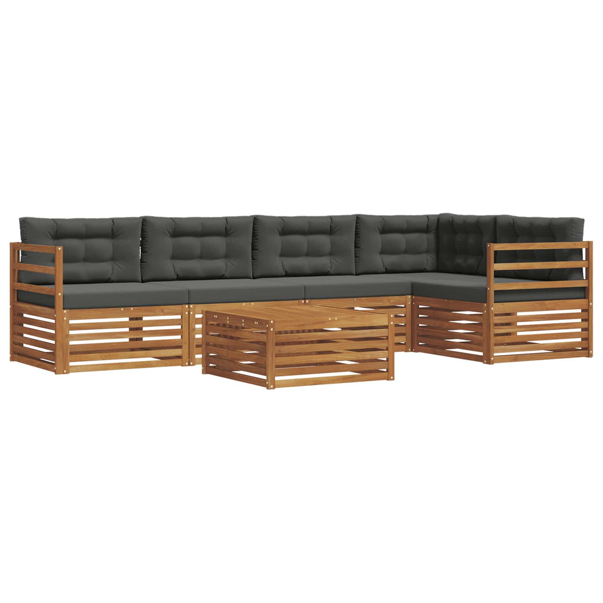 Set vanjskih sofa 6 kom. Prirodna i antracit