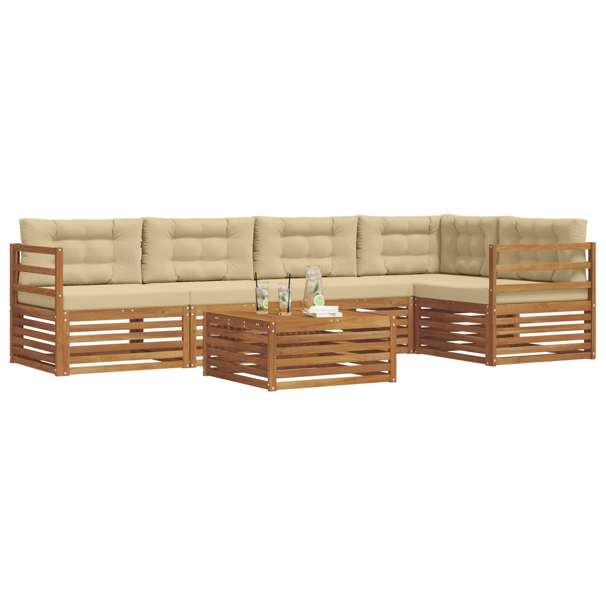 Set vanjskih sofa 6 kom. Prirodna i bež