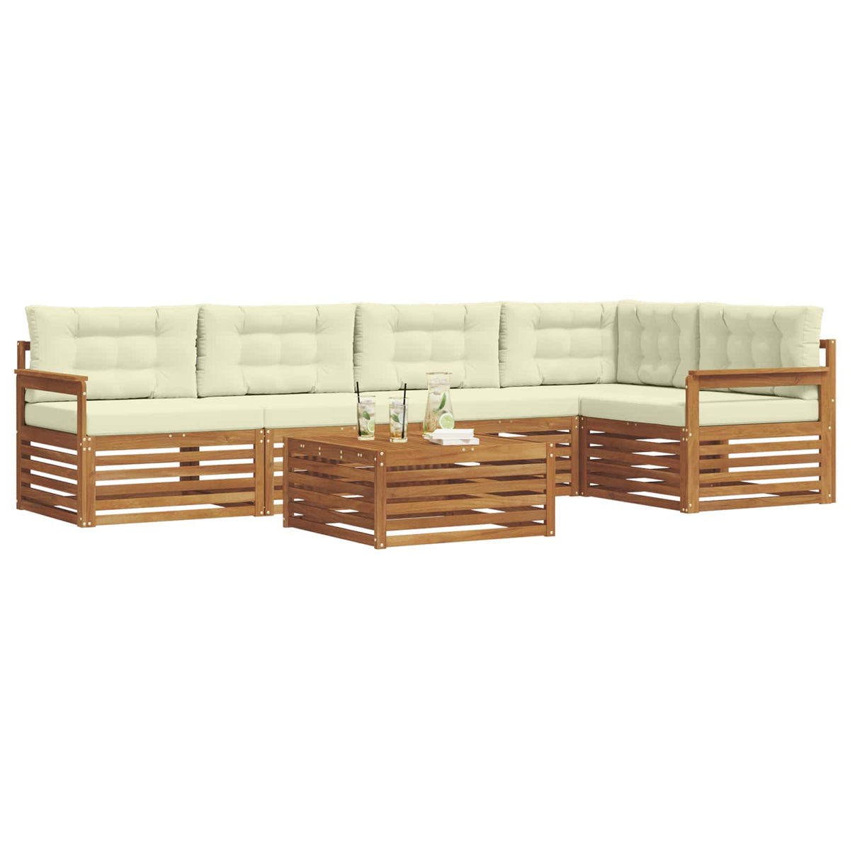 Set vanjskih sofa 6 kom. Prirodna i krem