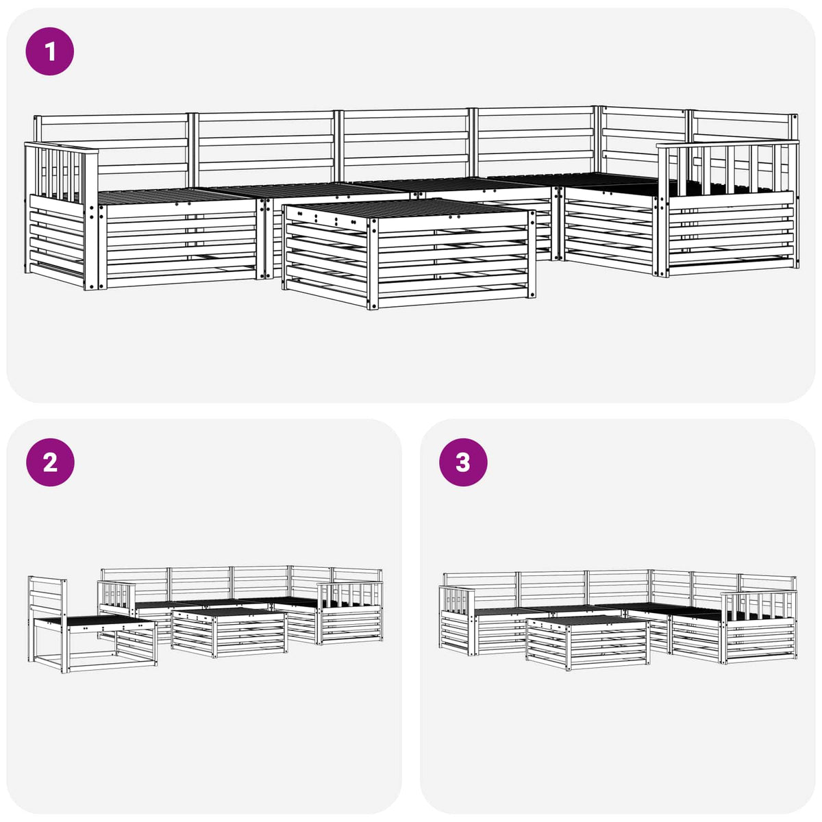 Set vanjskih sofa 6 pcs Prirodna