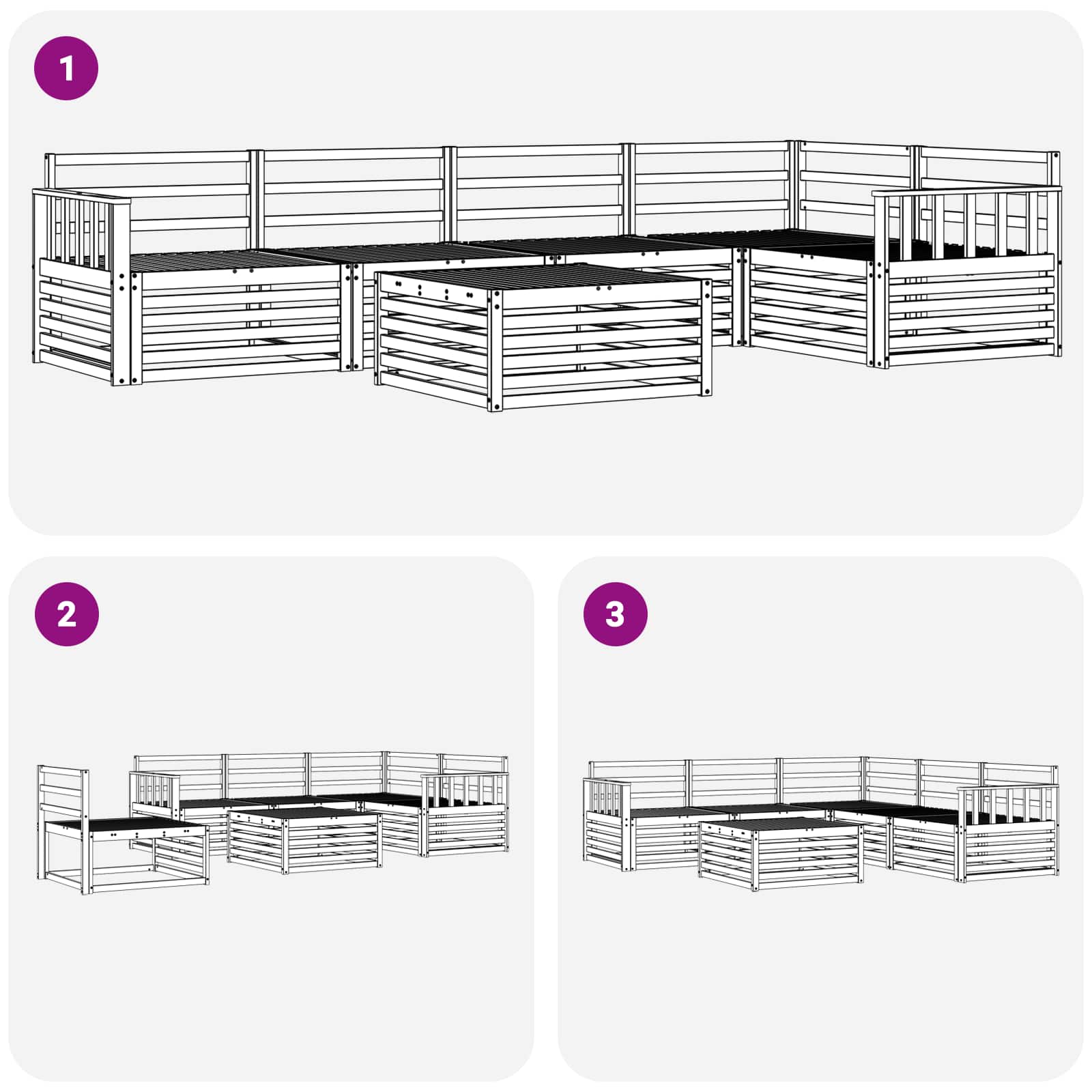 Set vanjskih sofa 6 pcs Prirodna