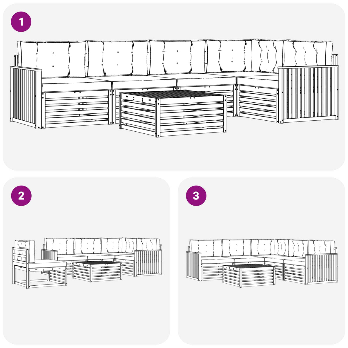 Set vanjskih sofa 6 kom. Prirodna i svijetlo siva