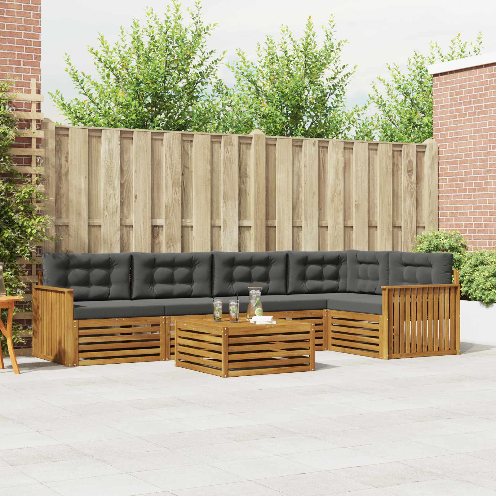 Set vanjskih sofa 6 kom. Prirodna i antracit