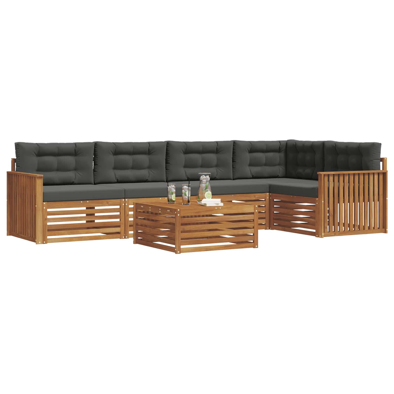 Set vanjskih sofa 6 kom. Prirodna i antracit