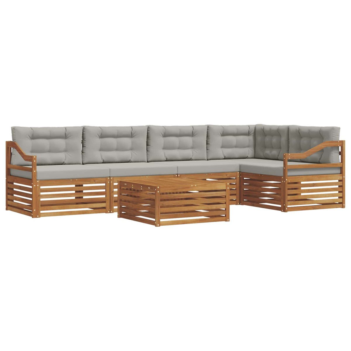 Set vanjskih sofa 6 kom. Prirodna i svijetlo siva