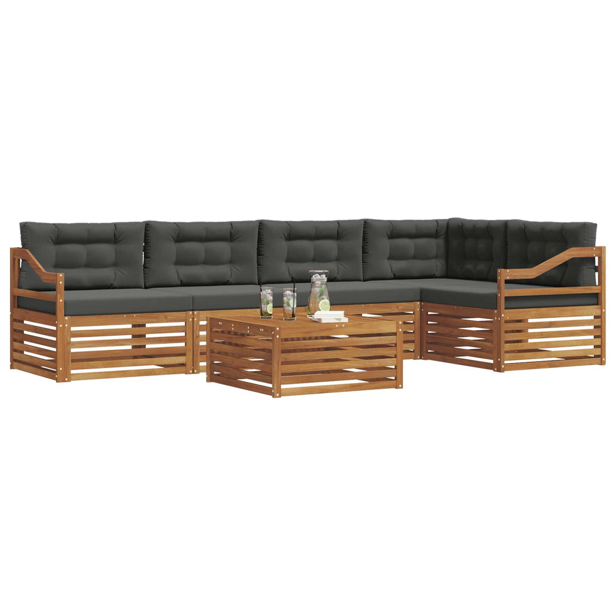 Set vanjskih sofa 6 kom. Prirodna i antracit