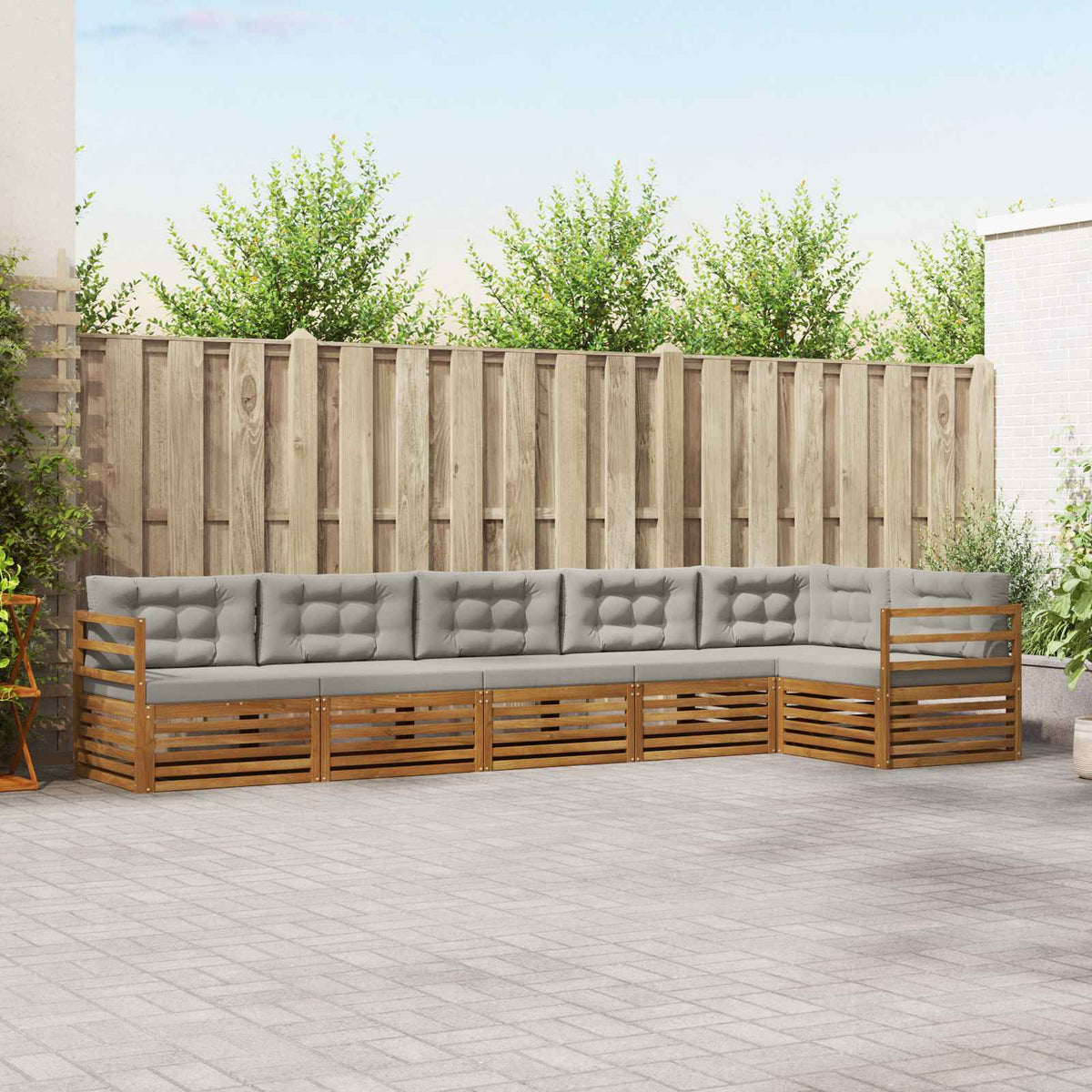 Set vanjskih sofa 6 kom. Prirodna i svijetlo siva