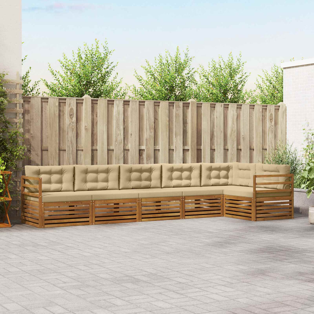 Set vanjskih sofa 6 kom. Prirodna i bež