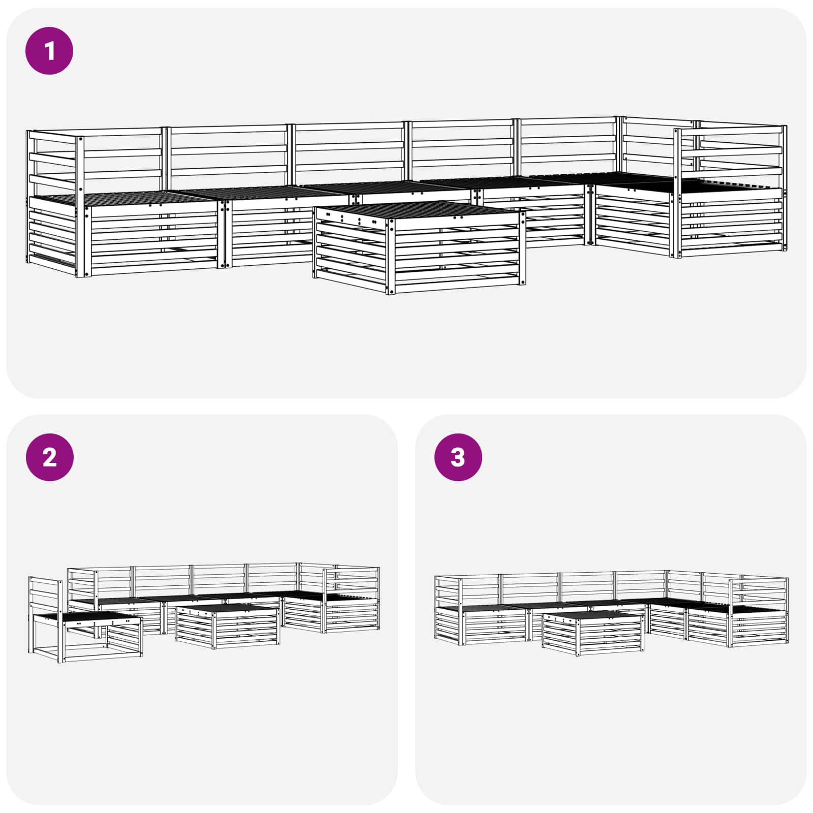 Set vanjskih sofa 7 pcs Prirodna