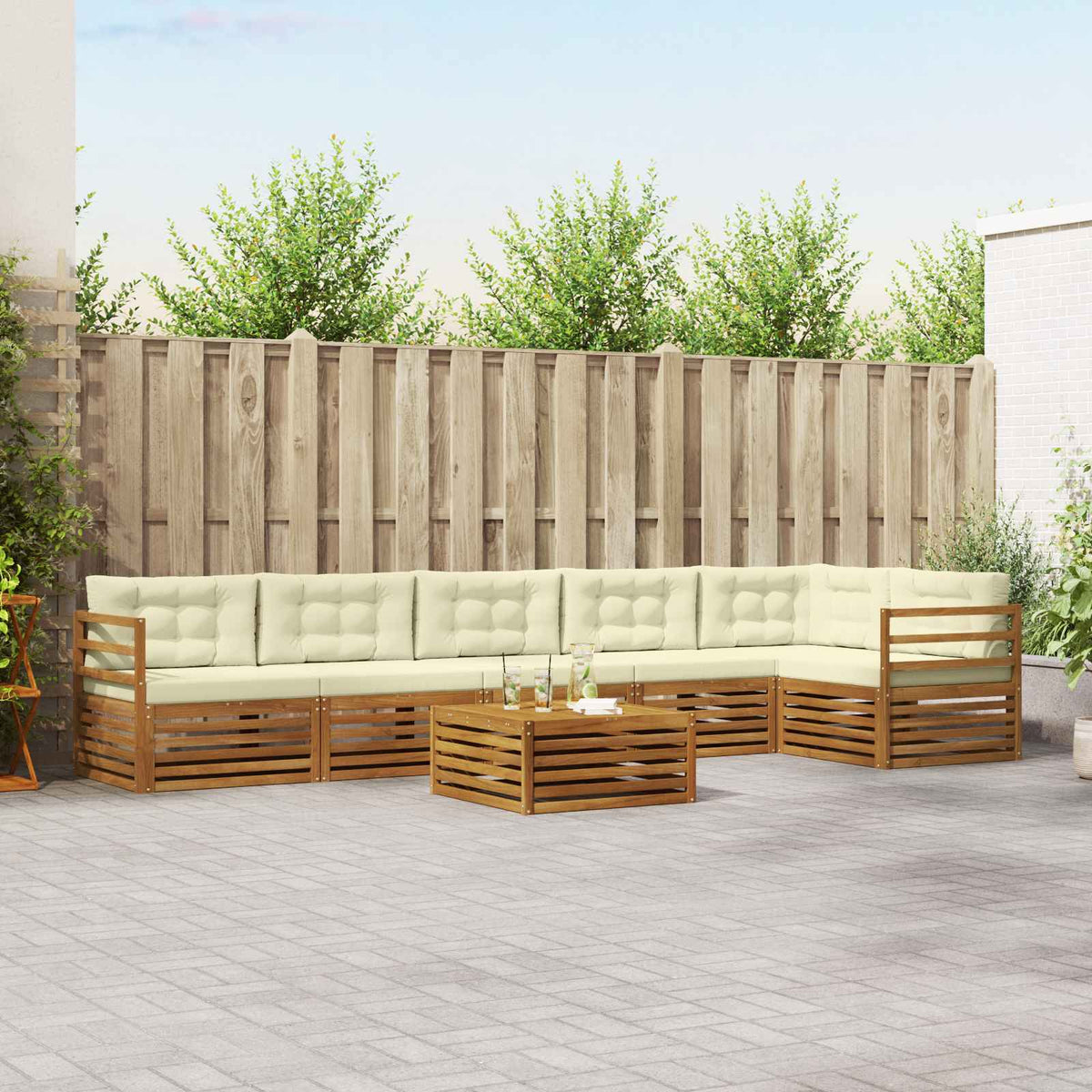 Set vanjskih sofa 7 kom. Prirodna i krem