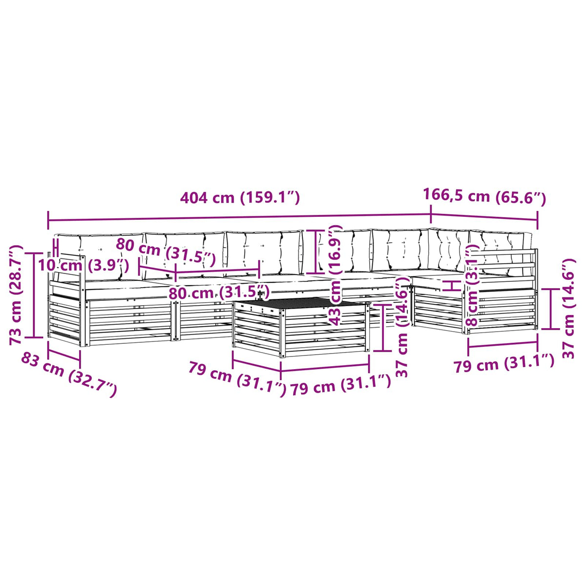 Set vanjskih sofa 7 kom. Prirodna i krem
