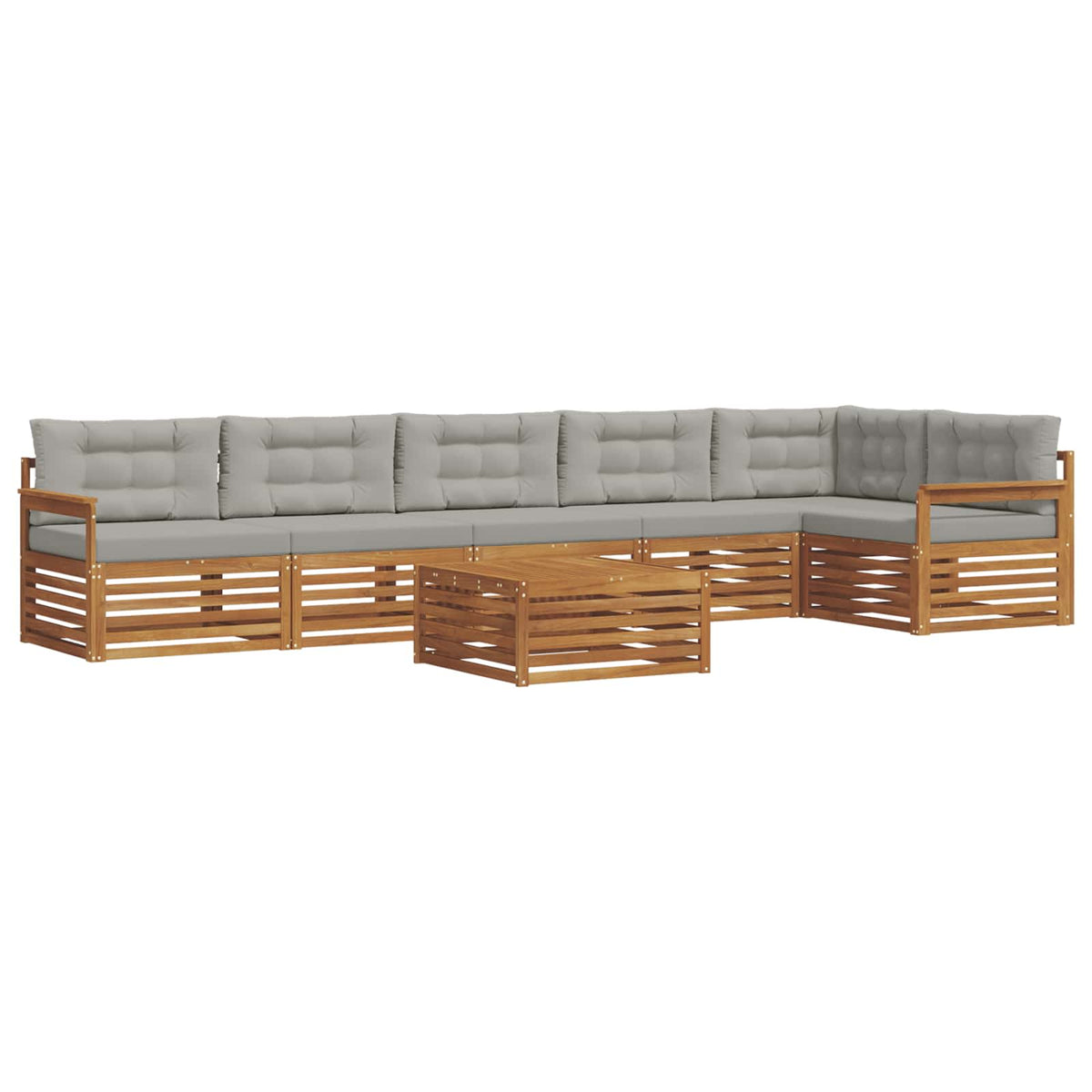 Set vanjskih sofa 7 kom. Prirodna i svijetlo siva