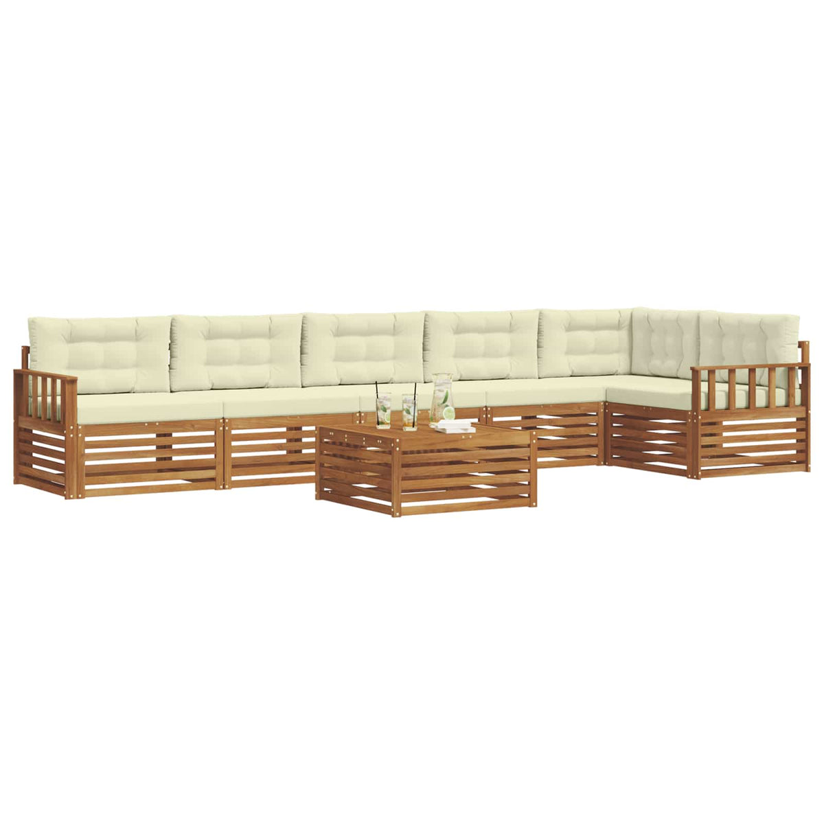 Set vanjskih sofa 7 kom. Prirodna i krem