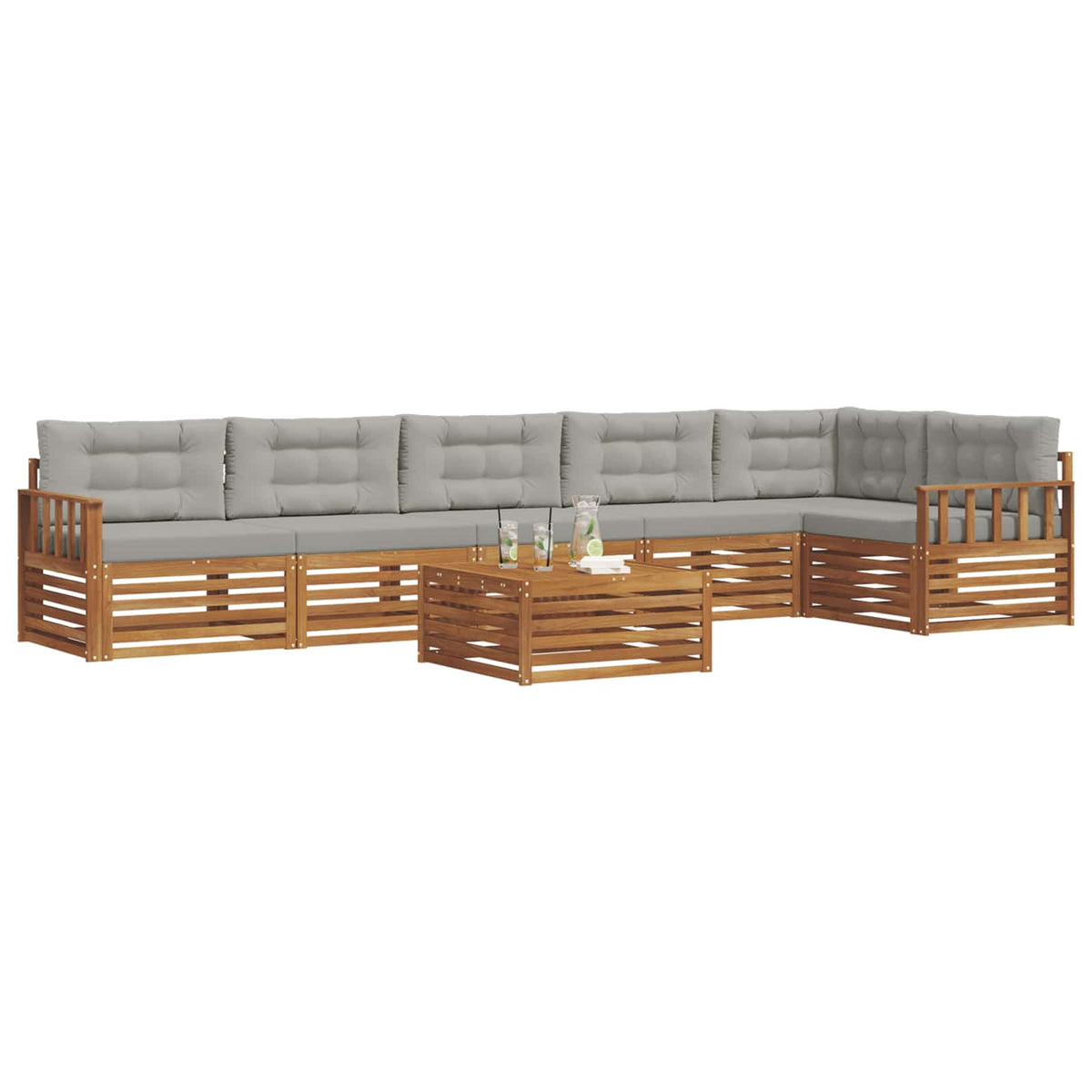 Set vanjskih sofa 7 kom. Prirodna i svijetlo siva