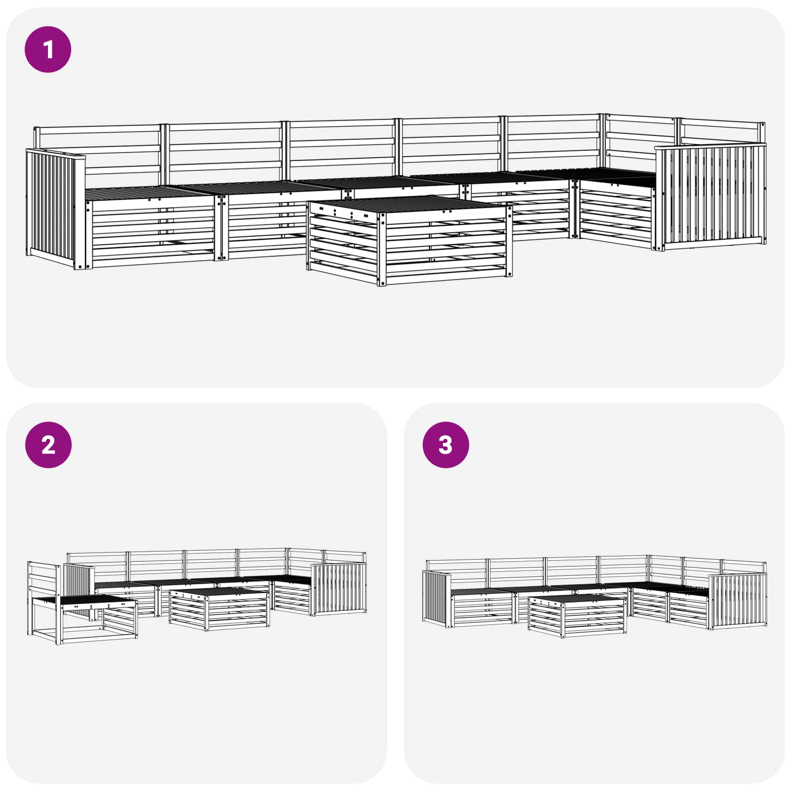 Set vanjskih sofa 7 pcs Prirodna