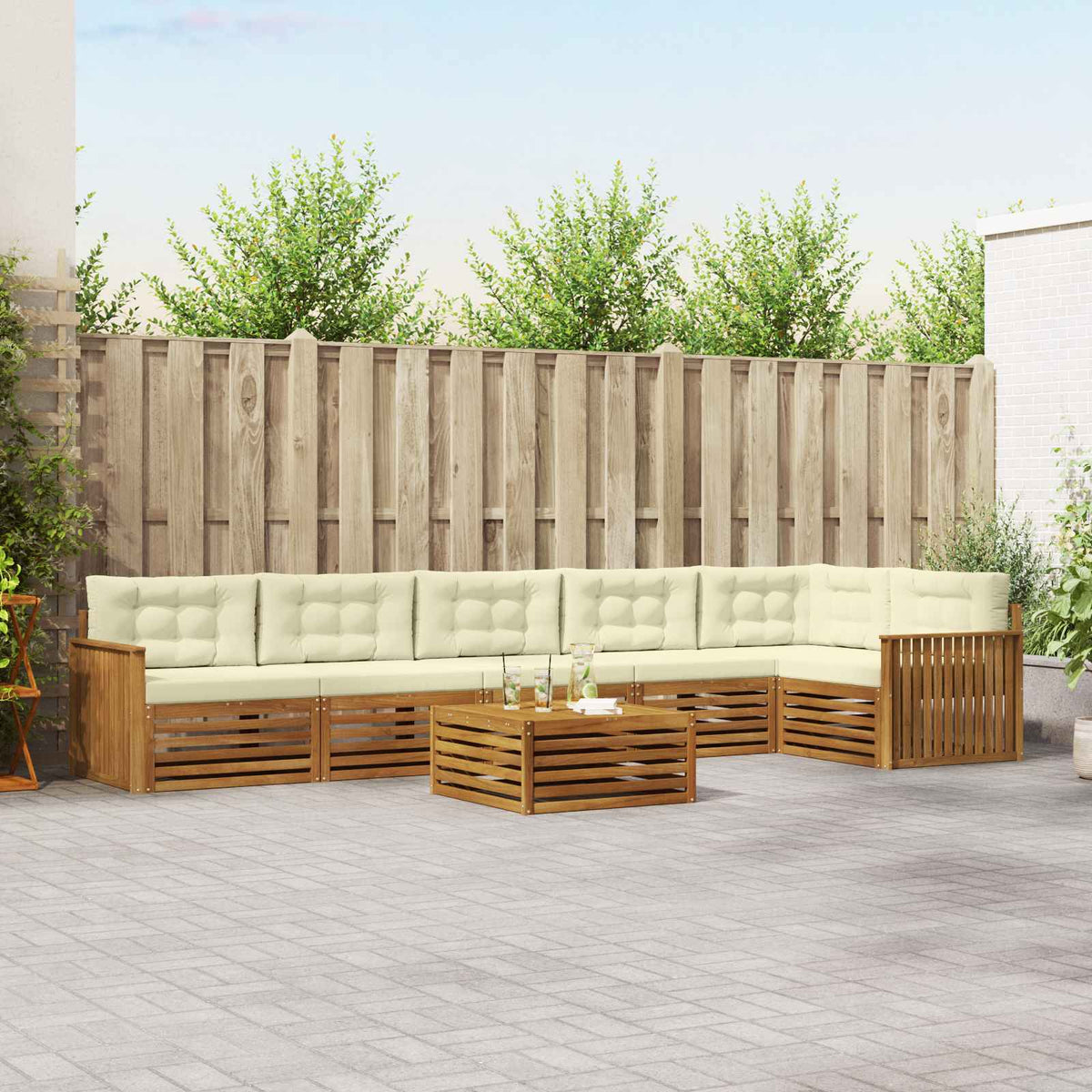 Set vanjskih sofa 7 kom. Prirodna i krem