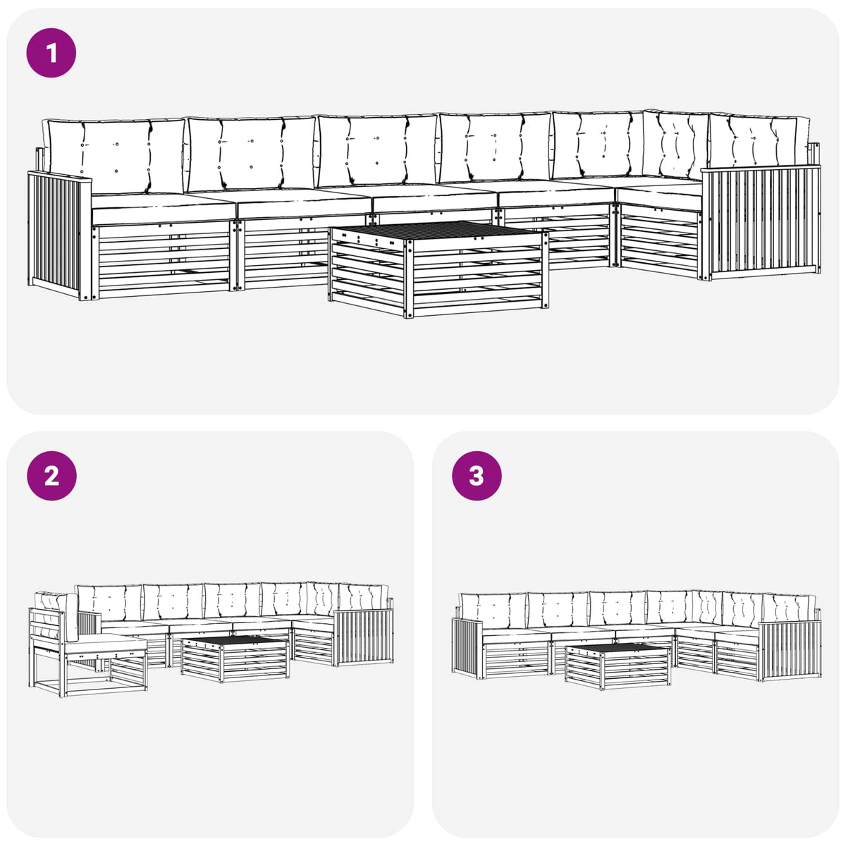 Set vanjskih sofa 7 kom. Prirodna i krem